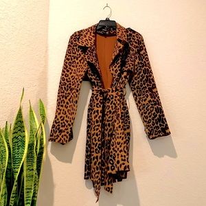 Cheetah Print Duster Jacket (with pockets and sash belt)